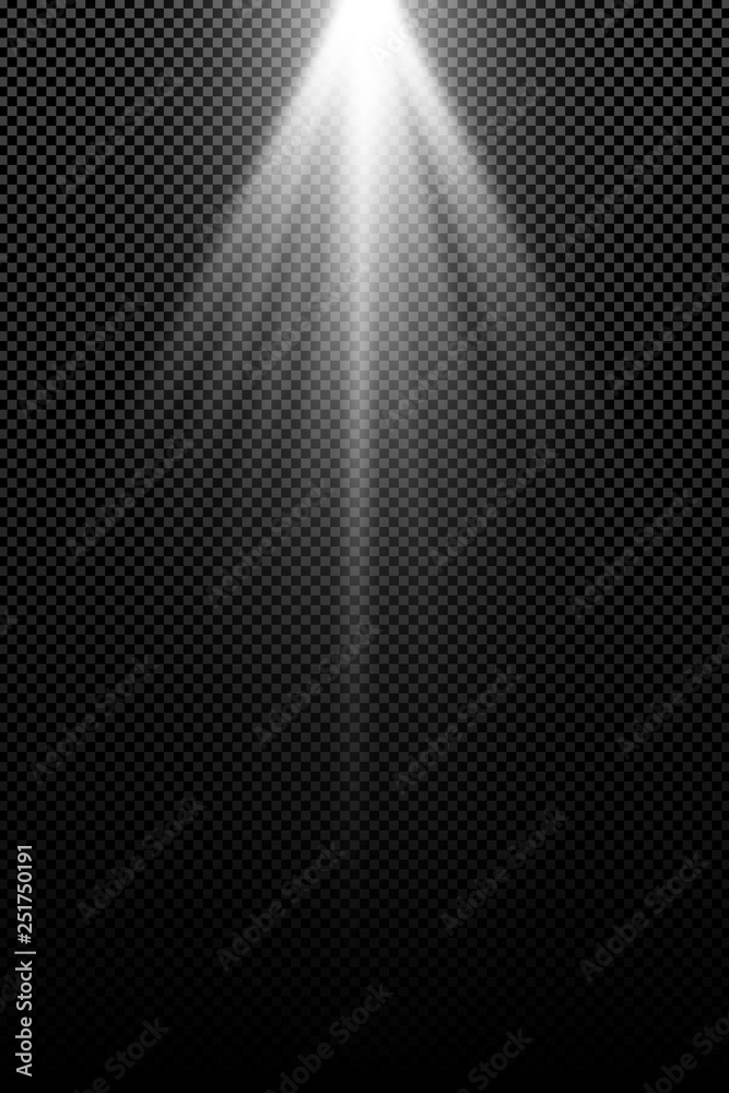 light effect isolated on a transparent background. White rays. Lamp beams. Bright abstract light. Radiation from above. Vector illustration Stock-vektor | Stock