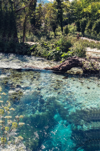 Fototapeta Naklejka Na Ścianę i Meble -  The Blue Eye in Albania, famous landmark water spring and natural phenomenon.