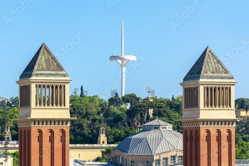 Venetian towers and Calatrava tower in Barcelona, Spain photo