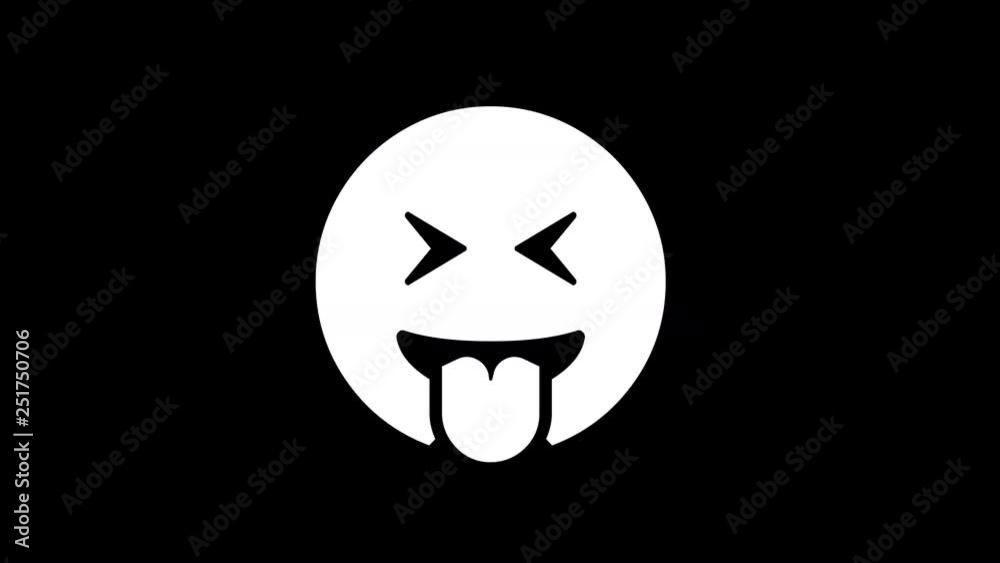From the Glitch effect arises grin tongue squint symbol. Then the TV turns off. Alpha channel Premultiplied - Matted with color black From the Glitch effect arises grin tongue squint symbol. Then the TV turns off. Alpha channel Premultiplied - Matted with color black