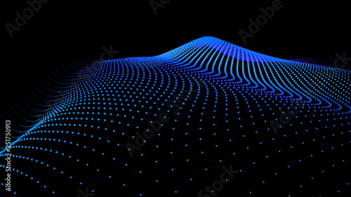 3d sea dots wave glowing stream background flow