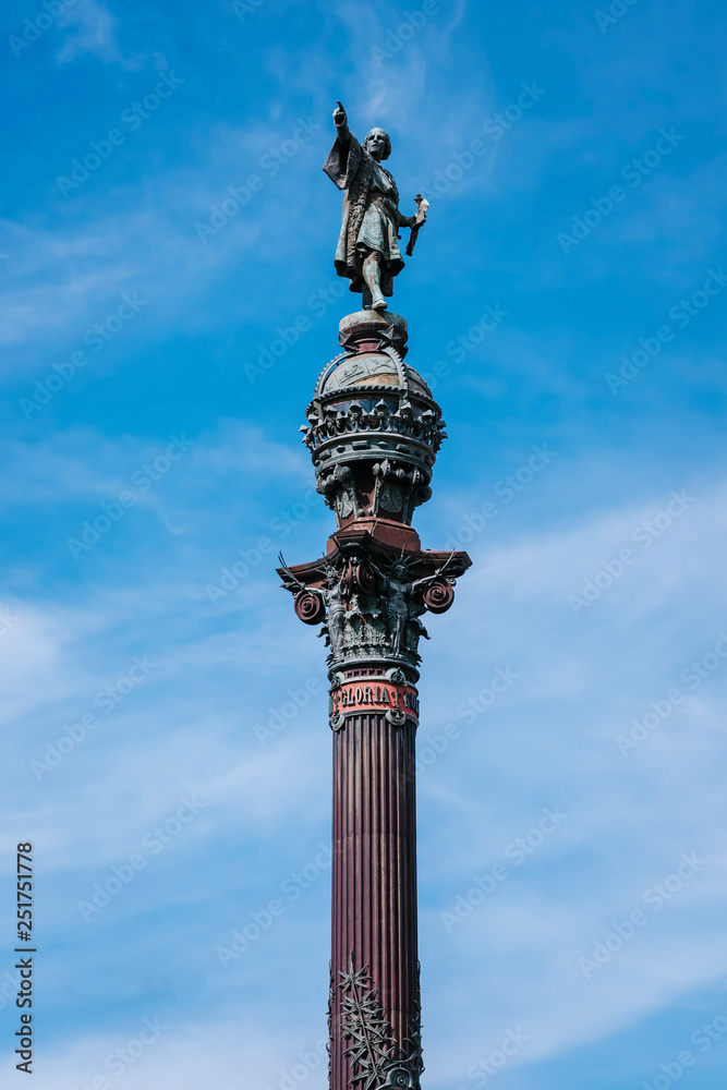 Statue of Christopher Columbus Monument landmark Barcelona Spain central promenade