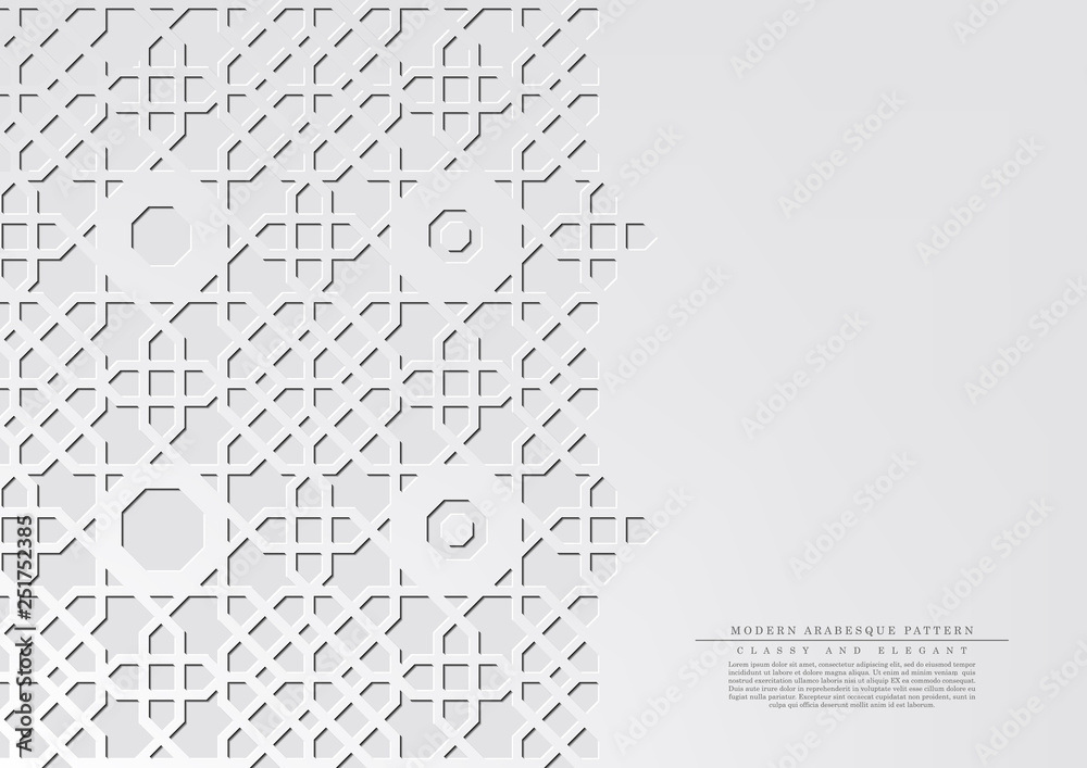 Modern arabesque Hexagonal classic pattern white background vector