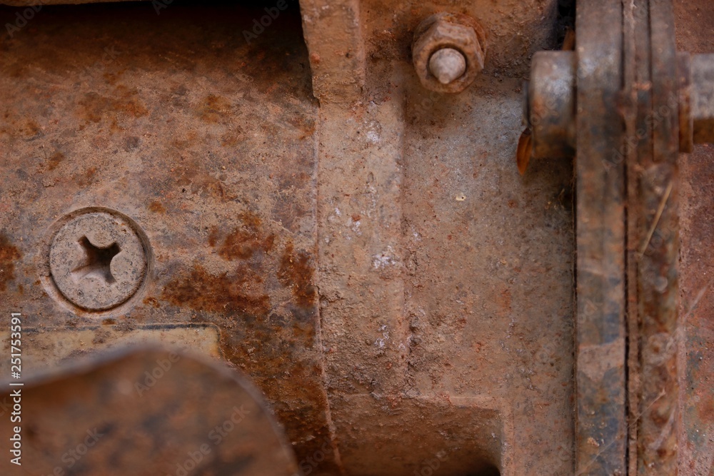Rust destroys the surface of steel machinery, causing damage to surfaces and structures. Rust destroys the surface of steel machinery, causing damage to surfaces and structures.