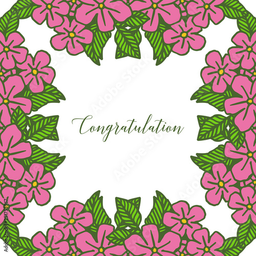 Vector illustration shape floral frame with lettering congratulation hand drawn