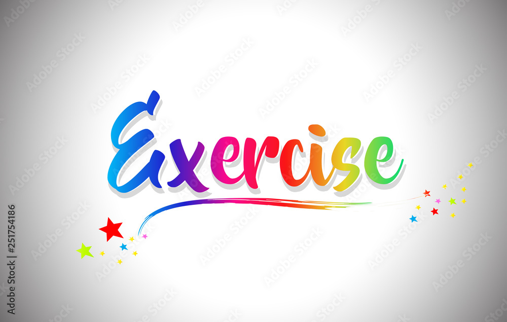 Exercise Handwritten Word Text with Rainbow Colors and Vibrant