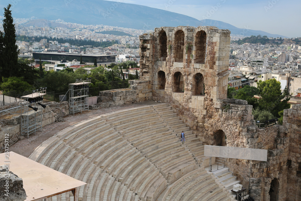 Ancient theatre near a Parthenon temple, Athenian Acropolis, Greece