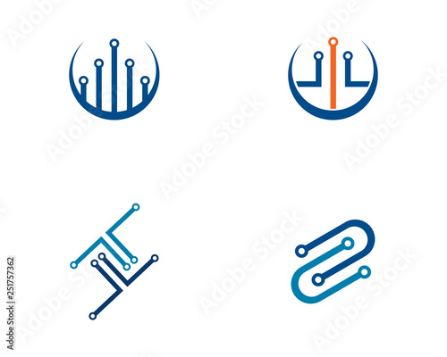circuit technology logo template vector icon illustration design 