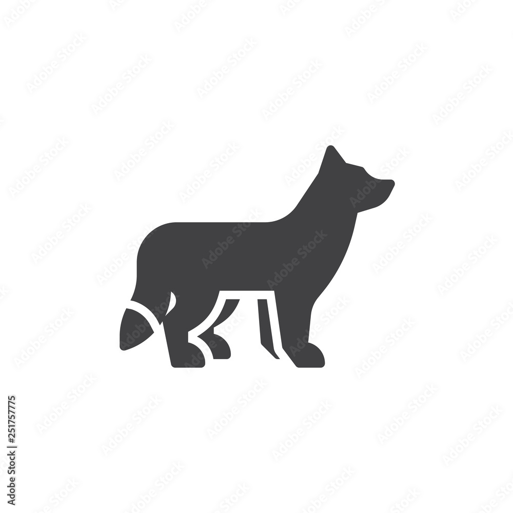 Fox side view vector icon. filled flat sign for mobile concept and web design. fox standing glyph icon. Wild forest symbol, logo illustration. Pixel perfect vector graphics