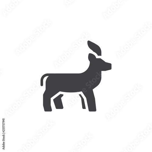 Antelope side view vector icon. filled flat sign for mobile concept and web design. Antelope standing glyph icon. Wild animal symbol  logo illustration. Pixel perfect vector graphics