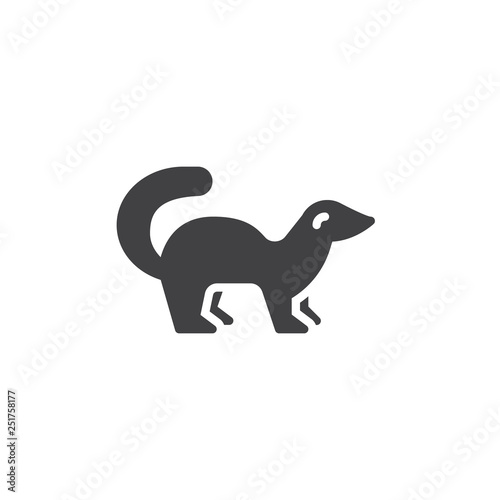 Mink side view vector icon. filled flat sign for mobile concept and web design. marten standing glyph icon. Wild forest animal symbol  logo illustration. Pixel perfect vector graphics