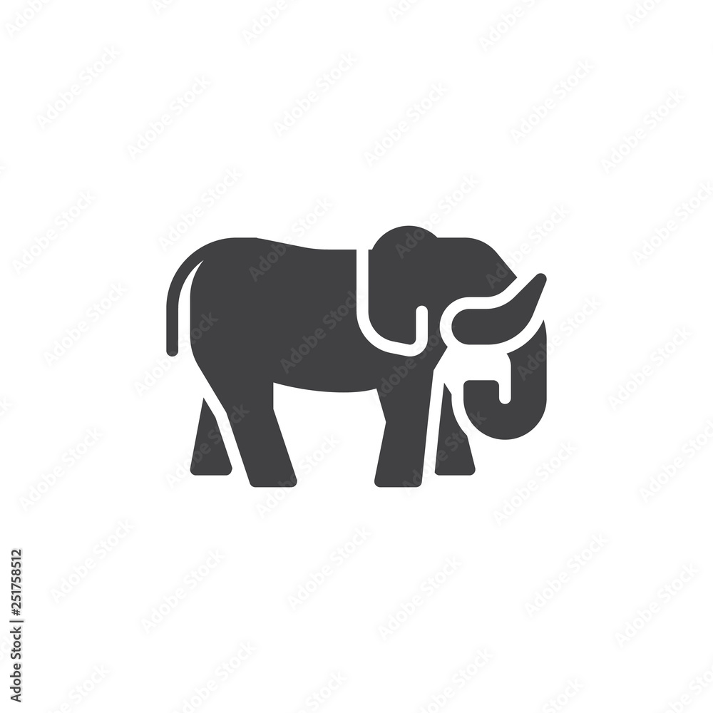 Elephant side view vector icon. filled flat sign for mobile concept and web design. Elephant stand glyph icon. Wild animals symbol, logo illustration. Pixel perfect vector graphics