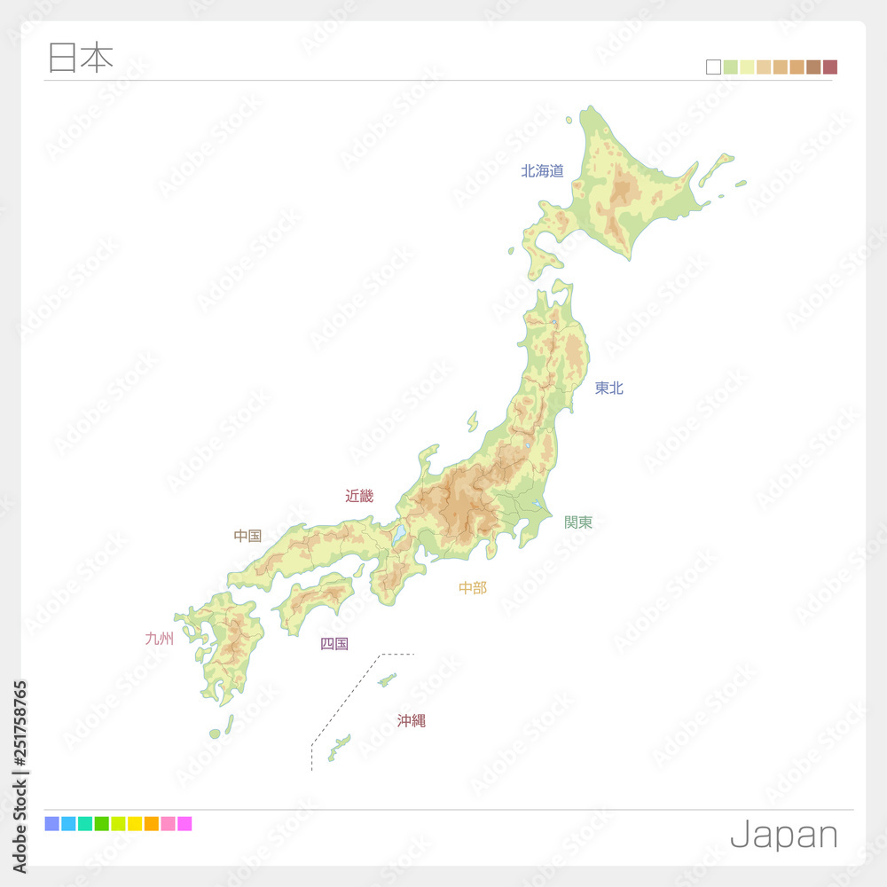 日本 日本地図 Japan Map 等高線 Stock Vector Adobe Stock