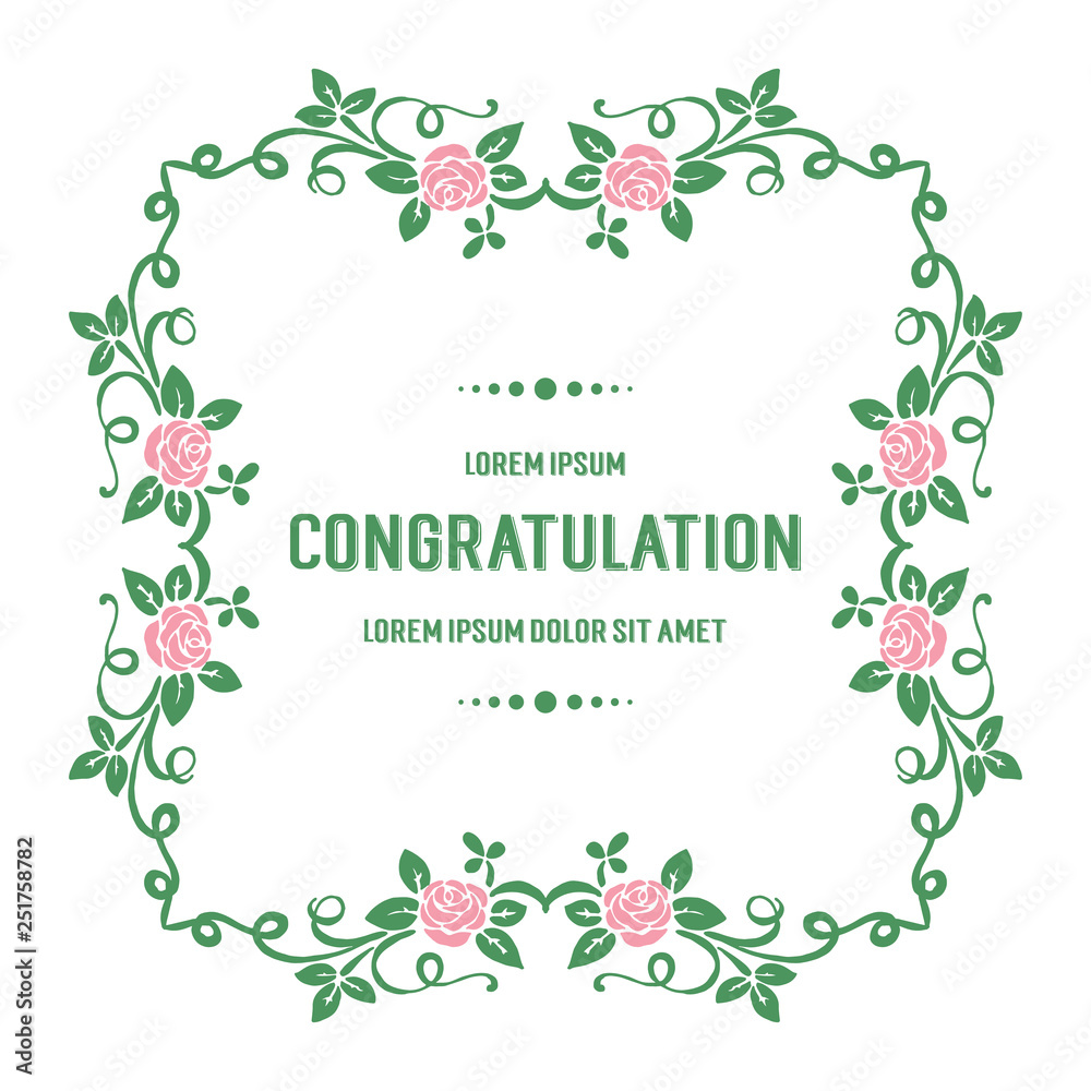 Vector illustration leaf flower frame decoration for greeting congratulation hand drawn