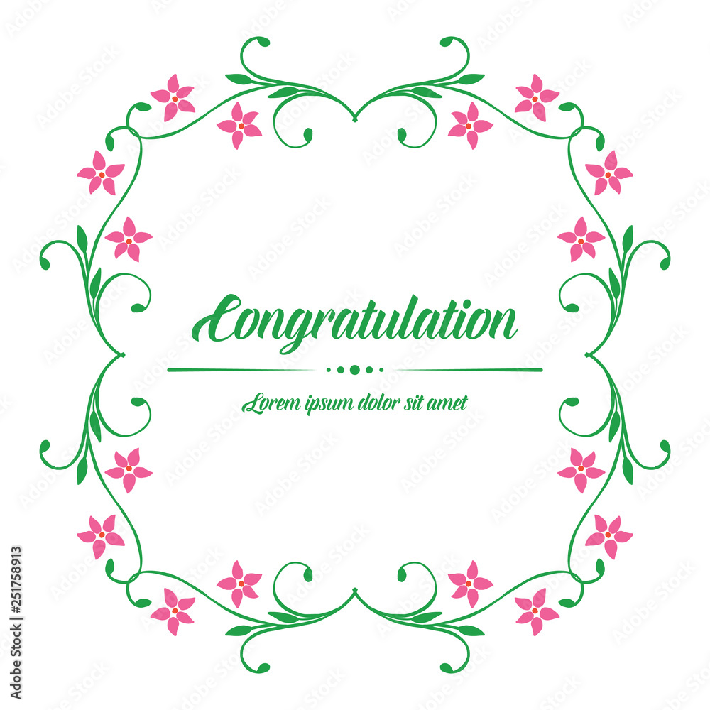 Vector illustration greeting card congratulation with leaf flower frame model hand drawn