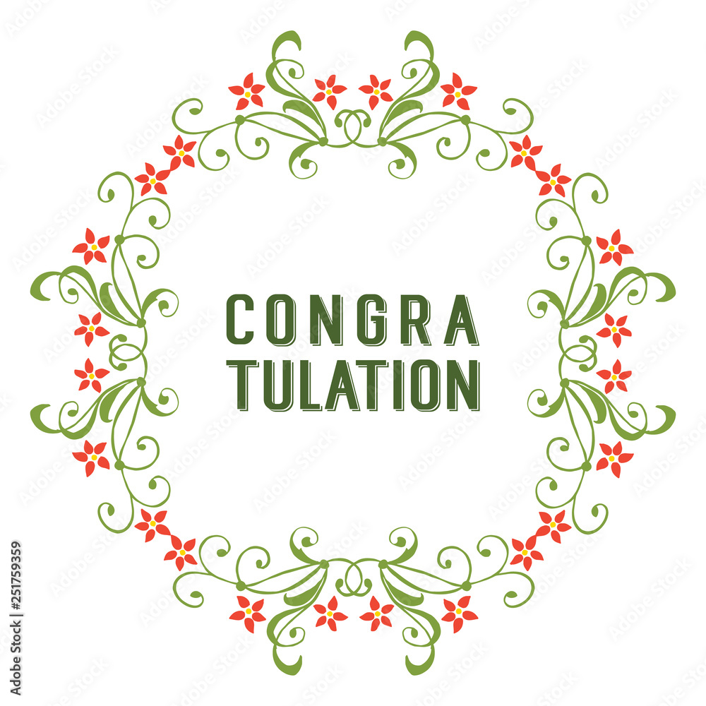 Vector illustration leaf flower frame style for write congratulation hand drawn