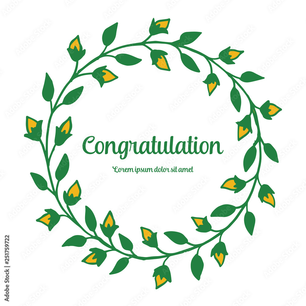 Fototapeta premium Vector illustration leaf flower frame style for write congratulation hand drawn