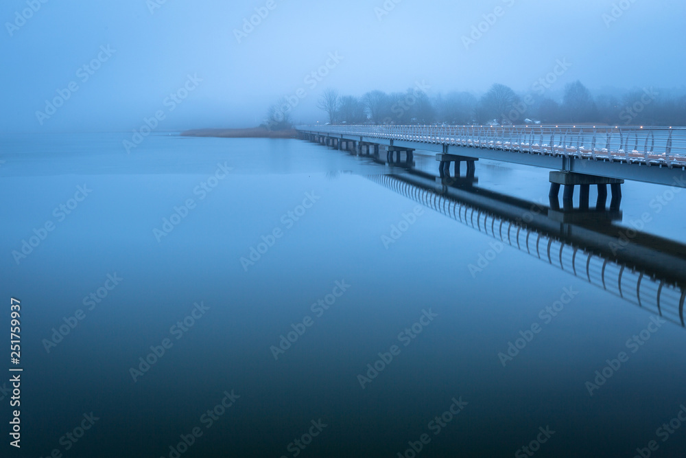 Solvesborgsbron pedestrian bridge in the south of Sweden at dusk