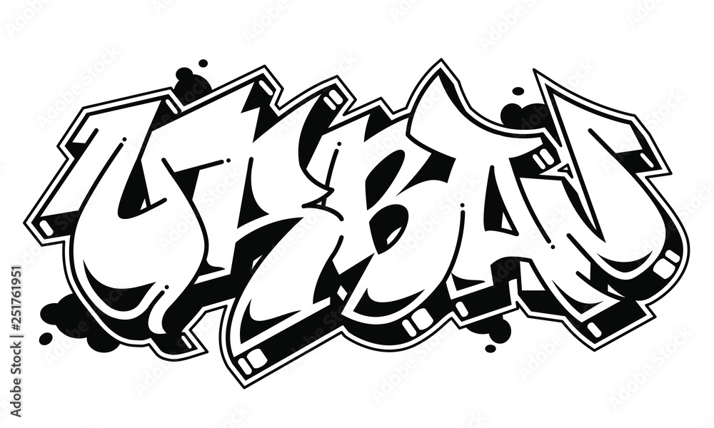 Urban vector word in readable graffiti style. Only black line isolated