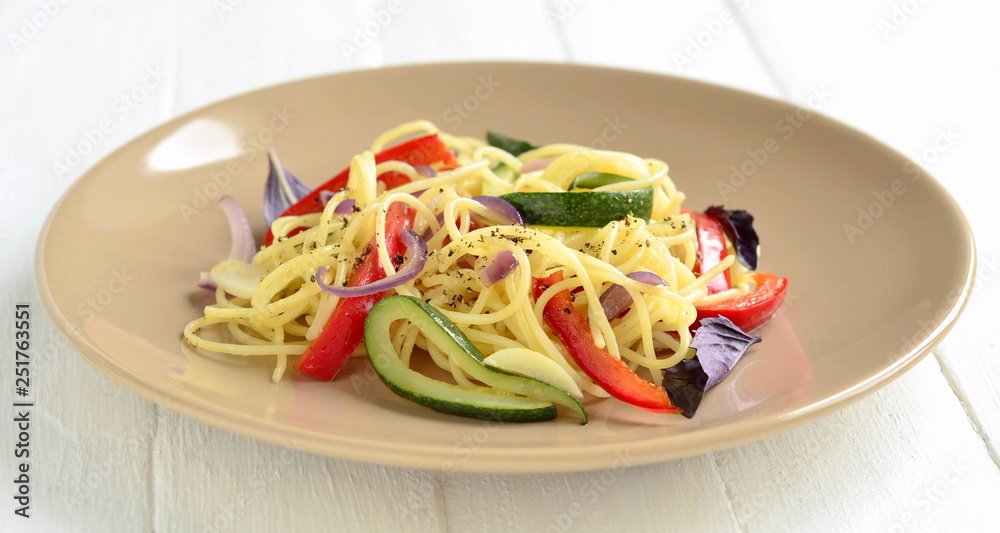Pasta / spaghetti / with zucchini, sweet pepper and spices Pasta / spaghetti / with zucchini, sweet pepper and spices