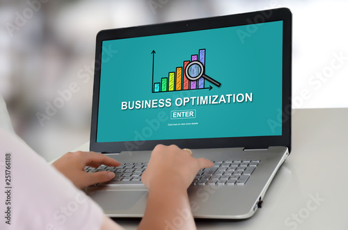 Business optimization concept on a laptop