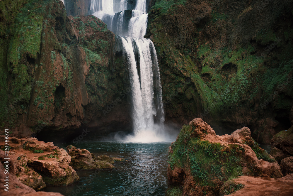 Fototapeta premium Beautiful waterfalls called - Ouzoud in Morocco. Ouzoud Falls in Africa. Landscape