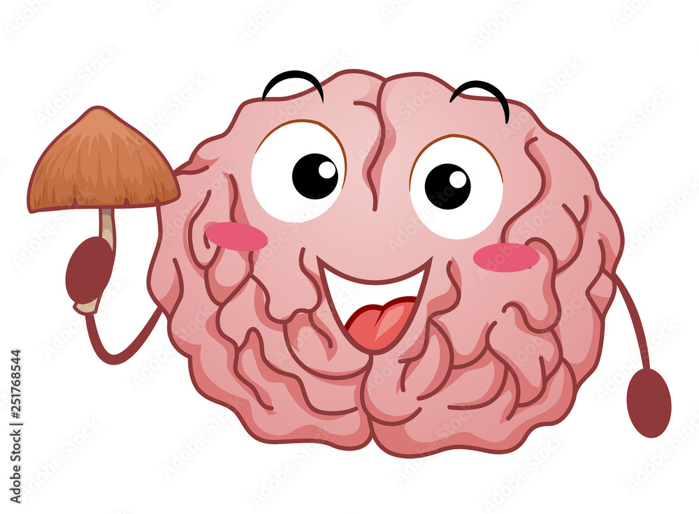 Obraz premium Mascot Magic Mushroom Brain Effect Illustration