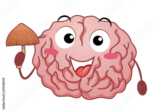 Mascot Magic Mushroom Brain Effect Illustration