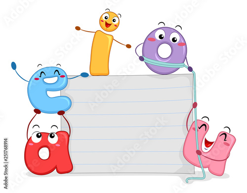 Mascot Vowels Paper Board Illustration photo