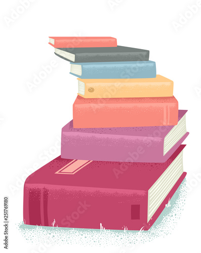 Books Stairs Pile Illustration