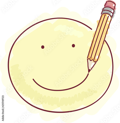 Pencil Draw Smiley Happy Em...