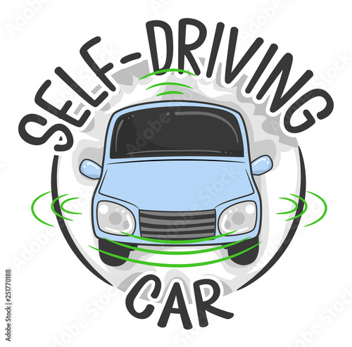 Self Driving Car Icon Illustration