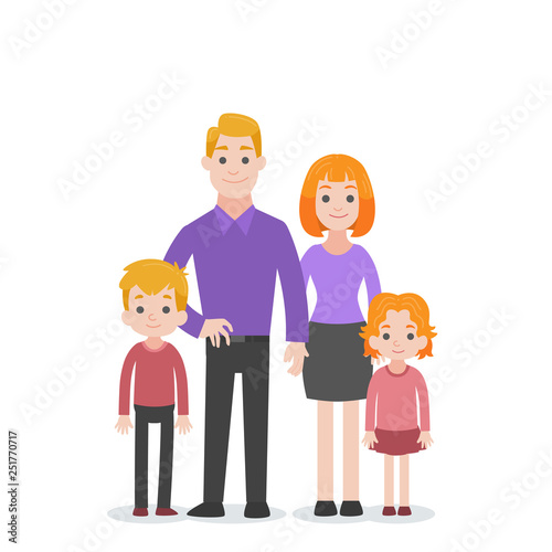 Set of People Character Family concept dad mom son daughter together  cartoon character flat design vector on white background.