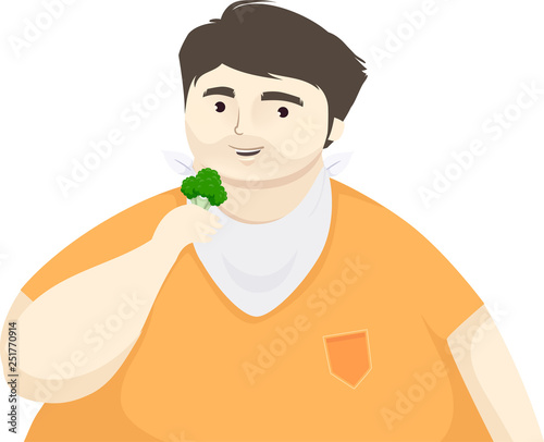 Man Eat Broccoli Illustration