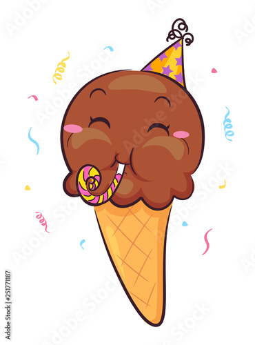 Mascot Ice Cream Party Illu...