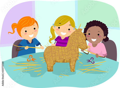 Kids Girls Organic Handicrafts Illustration