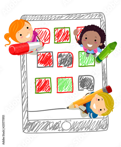 Stickman Kids Mobile Apps Drawing Illustration