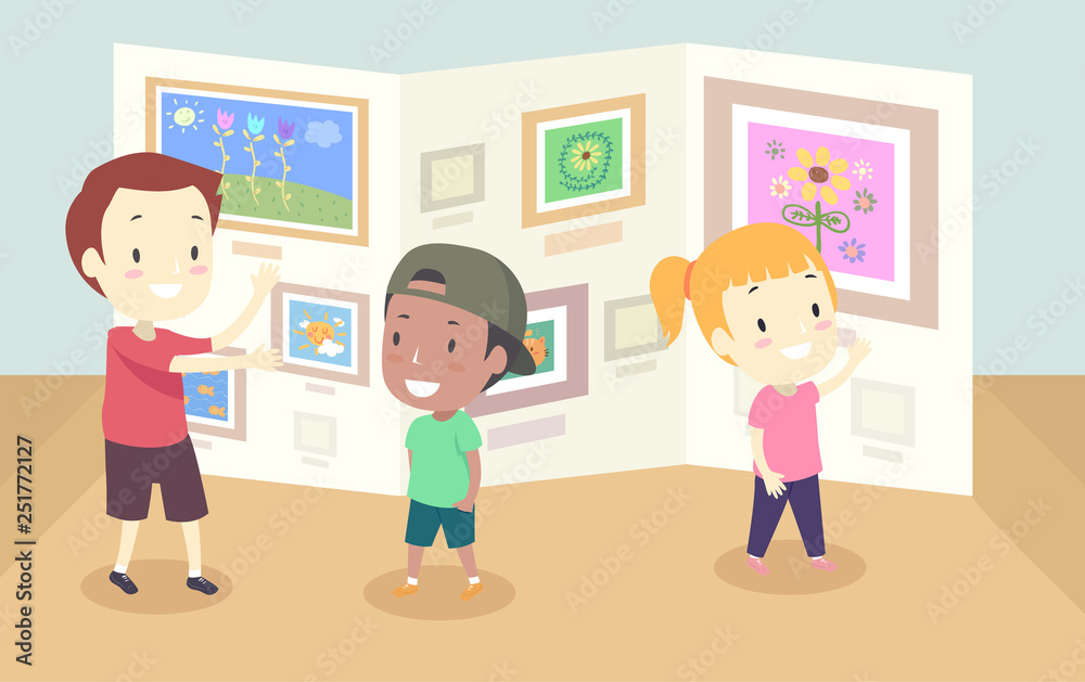 Kids Gallery Art Walk Illustration Stock Vector Adobe Stock