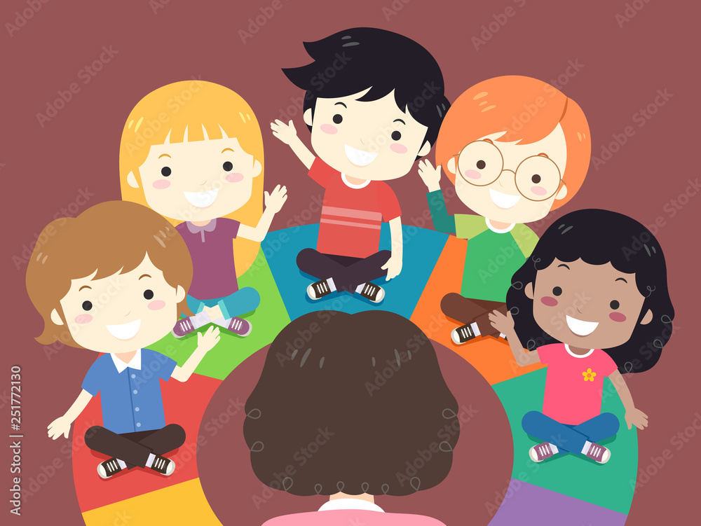 Kids Classroom Round Colorful Seat Illustration Kids Classroom Round Colorful Seat Illustration