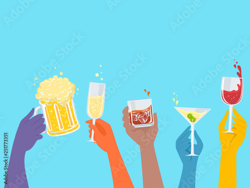 Hands Alcoholic Drinks Glas...