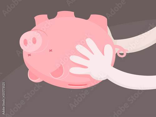 Hands Piggy Bank Upside Dow...