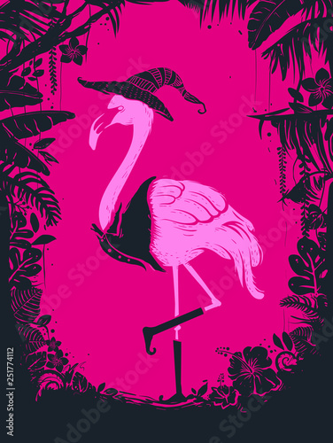 Halloween Flamingo Witch Il...