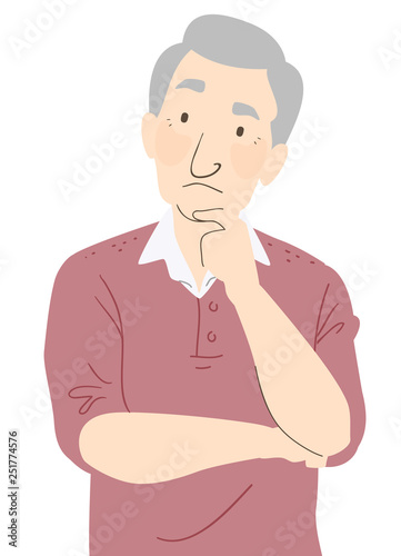 Senior Man Thinking Illustr...