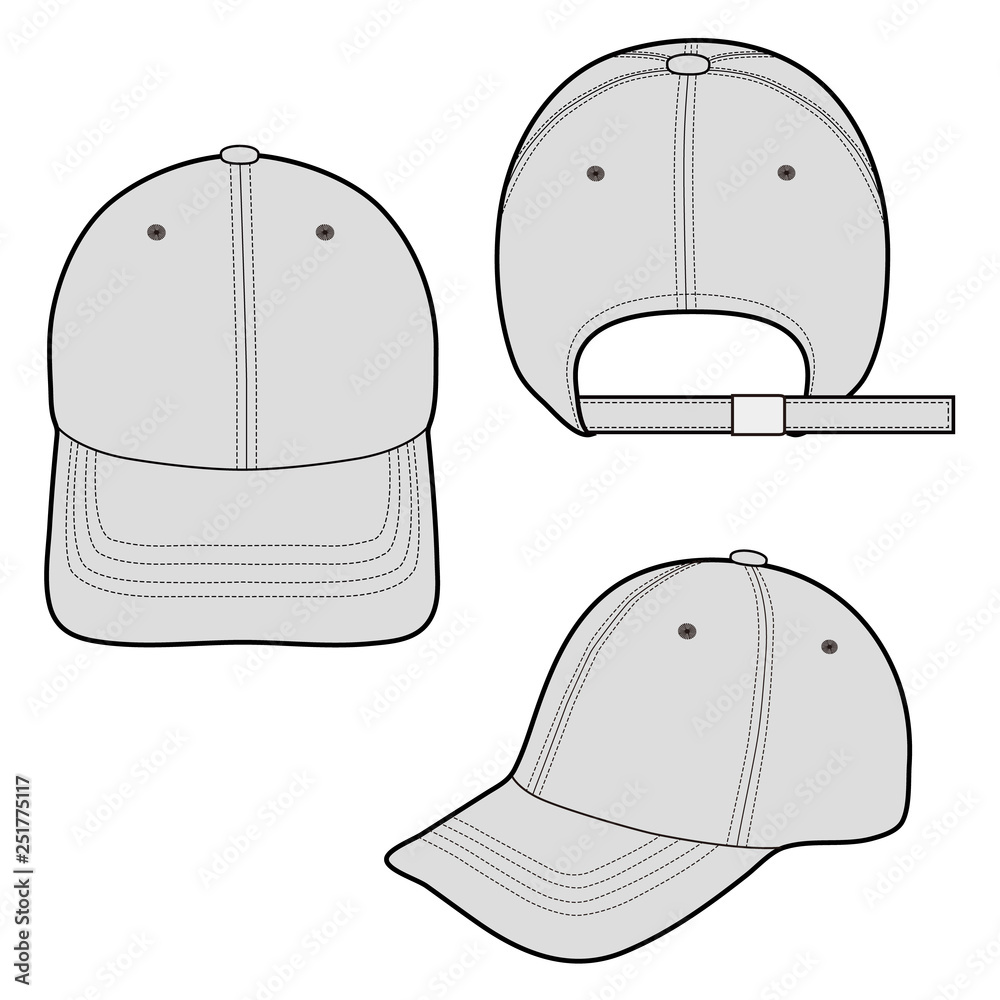 Baseball Cap fashion flat vector illustration mockup design Stock ...