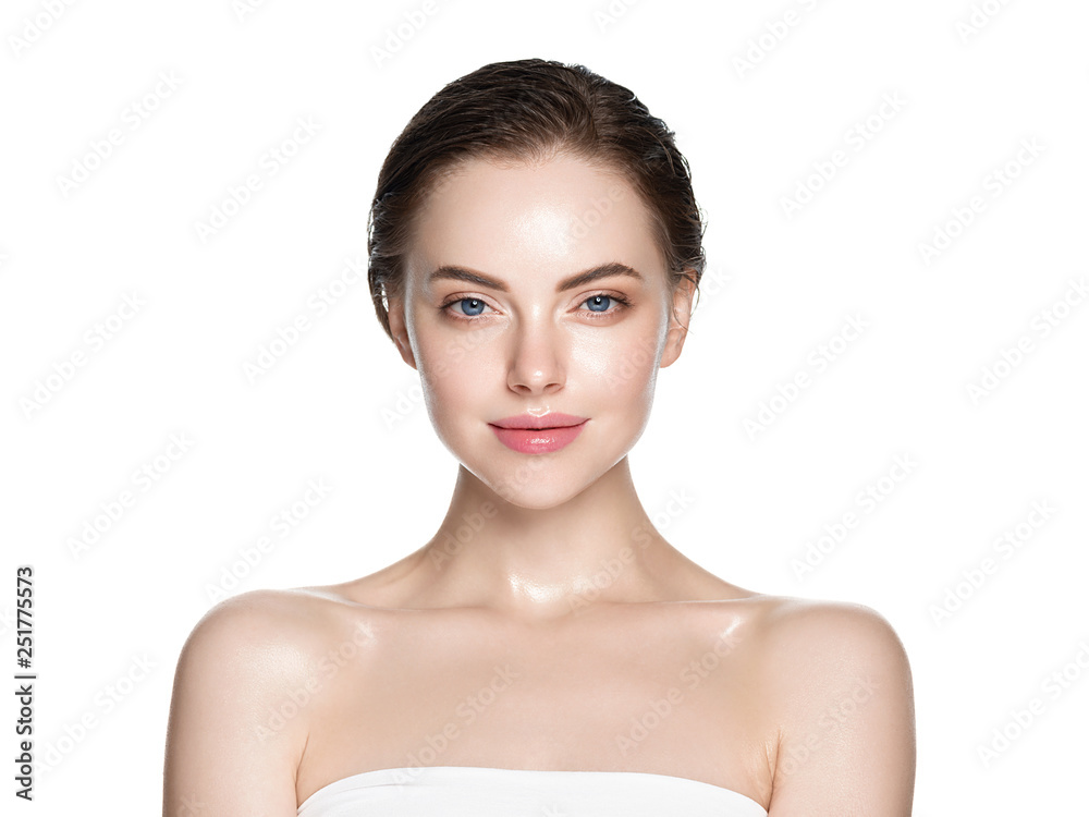 Skin care woman face with healthy beauty skin face closeup cosmetic age concept - obrazy, fototapety, plakaty 
