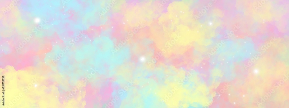 Starry Galaxy Print in Unicorn Colors Pattern.Starry outer space background texture. - Illustration