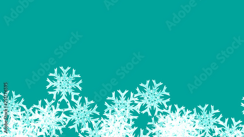 Abstract background with a variety of colorful snowflakes. Big and small.