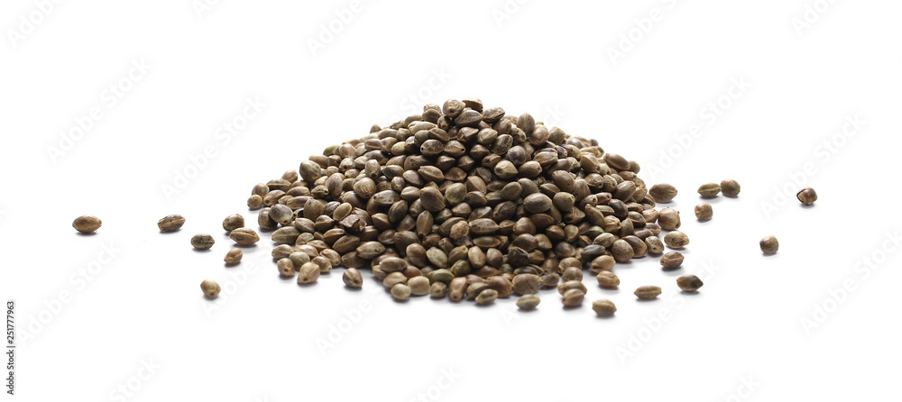 Hemp seeds isolated on white background Hemp seeds isolated on white background