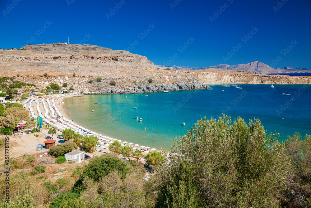 aerial view of the Lindos bay