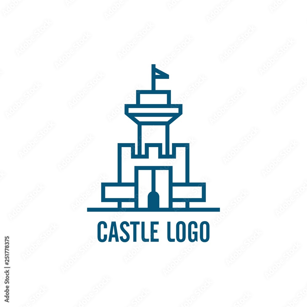 Modern Castle Logo in Line Style